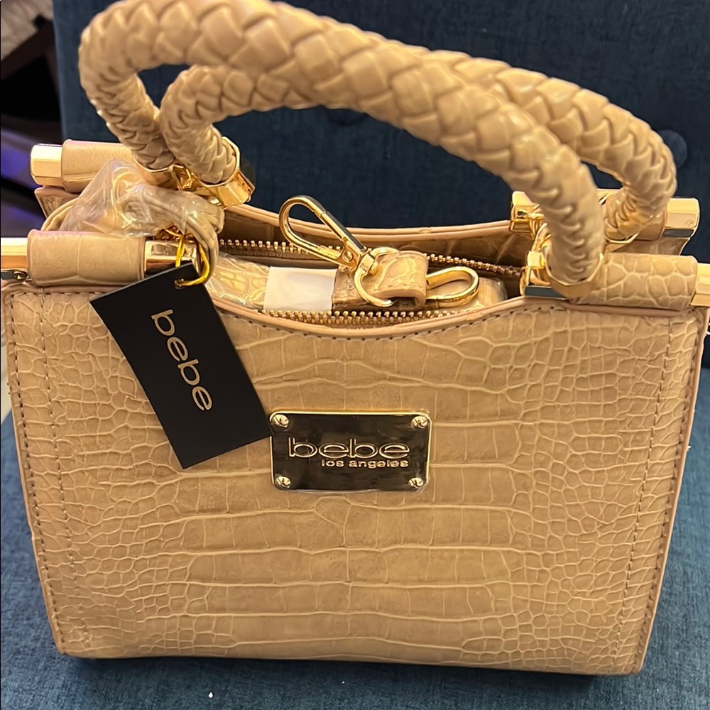 Bebe Tan Crocodile Embossed Satchel Bag NWT!!